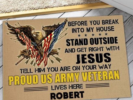 Veteran door mat with your name - Guard eagle Army on Sale