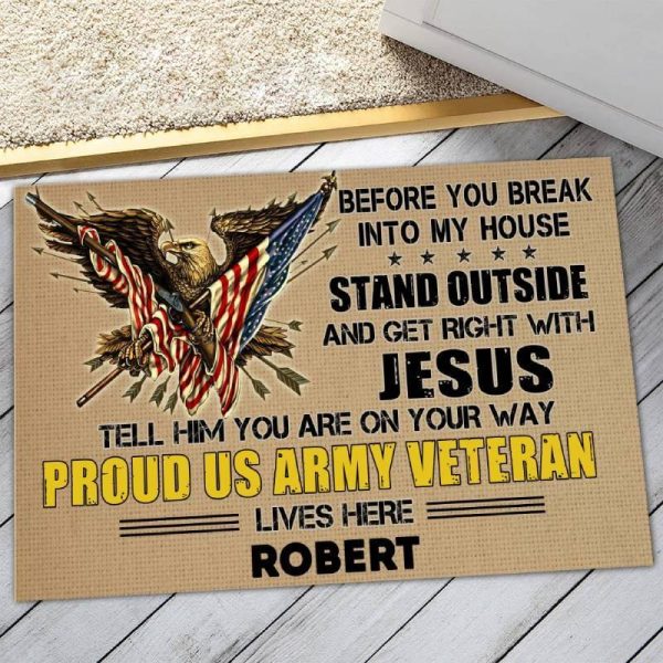 Veteran door mat with your name - Guard eagle Army on Sale