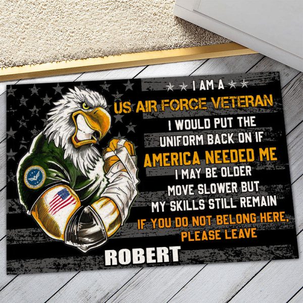 Veteran door mat with your name - Powerful eagle Air Force Discount