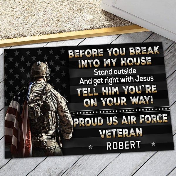 Veteran door mat with your name - Get approved Air Force Hot on Sale