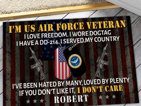 Veteran door mat with your name - I love freedom Air Force Online