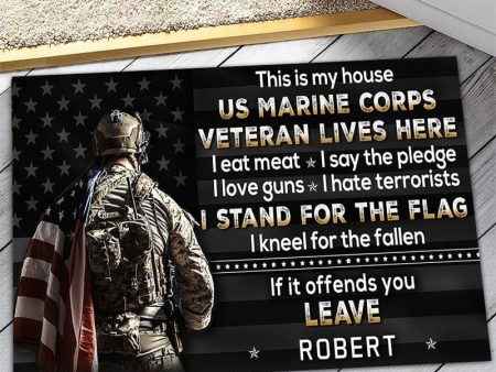 Veteran door mat with your name - This is my house Marine Corps Sale