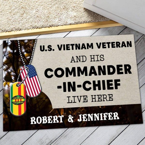 Personalized door mat with your name - For Vietnam Veteran Fashion