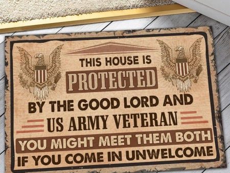 Veteran door mat - This house is protected Army For Cheap