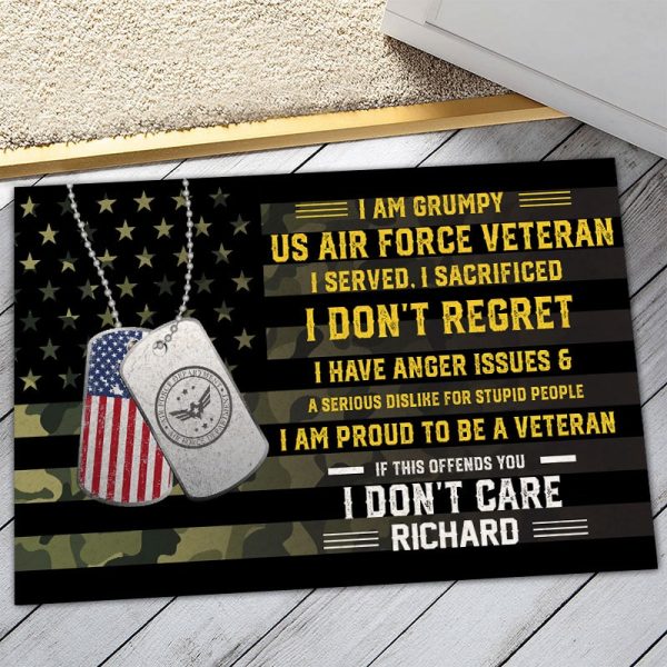 Personalized door mat with your name - Grumpy veteran For Sale