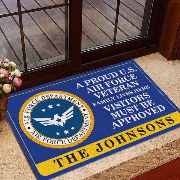 Veteran door mat with your name - A proud veteran family Air Force Online now