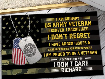 Personalized door mat with your name - Grumpy veteran For Sale