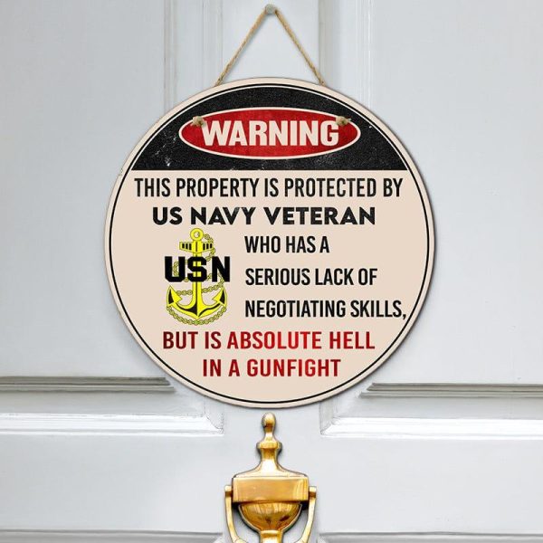 Door sign - Warning Navy on Sale