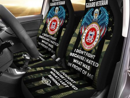 Set of 2 universal fit, United States  I fought because I loved  veteran car seat covers Coast Guard Online Hot Sale