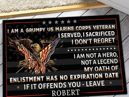 Veteran door mat with your name - Retro eagle Marine Corps For Cheap