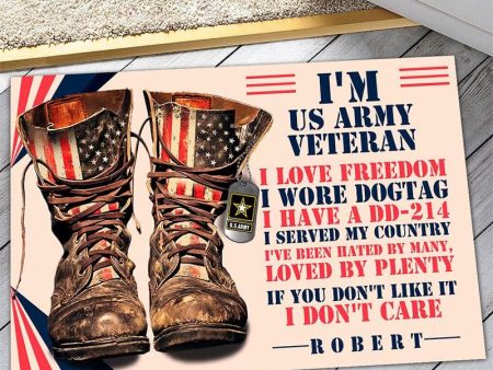 Veteran door mat with your name - I wore dogtag Army Online