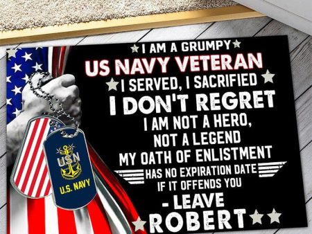 Veteran door mat with your name - I am not a legend Navy Cheap