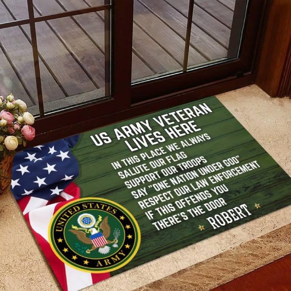 Veteran door mat with your name - Salute our flag Army Online Hot Sale