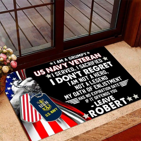 Veteran door mat with your name - I am not a legend Navy Cheap