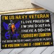 Veteran door mat with your name - Unbroken Veteran Navy Online