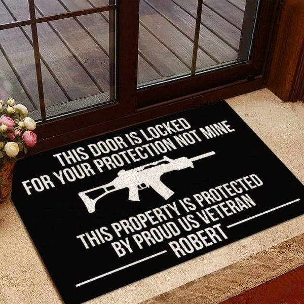 Veteran door mat with your name - This door is locked Supply