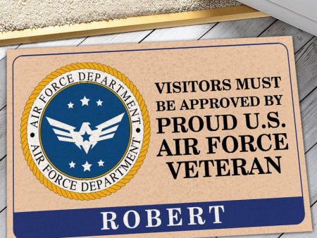 Veteran door mat with your name - Visitors must be approved Air Force Sale