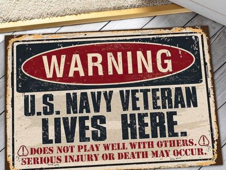 Veteran door mat - Dangerous territory Navy Online Hot Sale