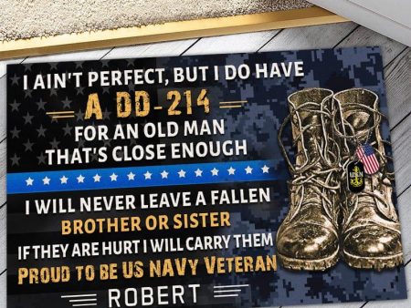 Veteran door mat with your name - DD-214 Navy Discount