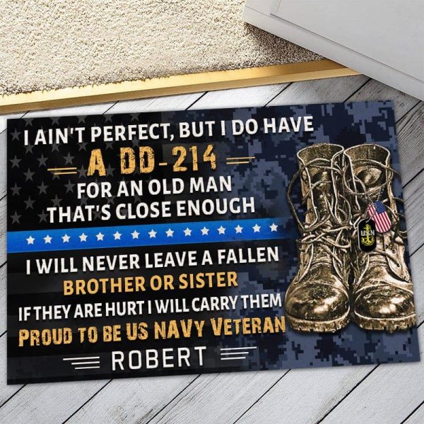 Veteran door mat with your name - DD-214 Navy Discount