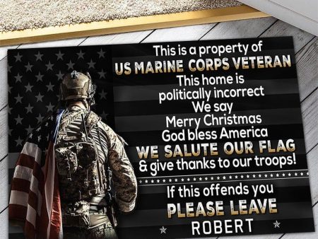 Veteran door mat with your name - Politically incorrect home Marine Corps For Discount