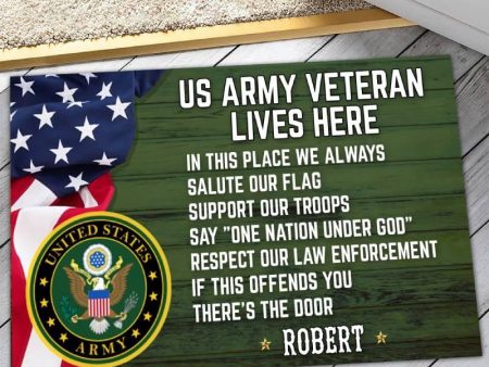 Veteran door mat with your name - Salute our flag Army Online Hot Sale