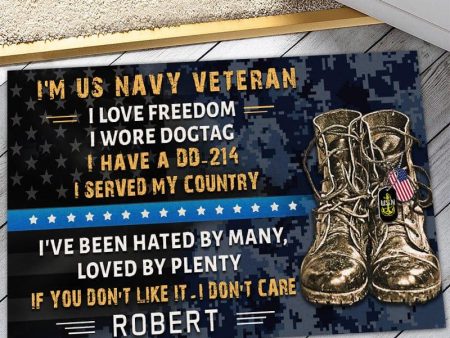 Veteran door mat with your name - I don t care Navy Online Hot Sale