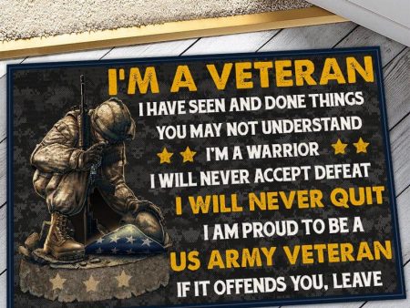 Veteran door mat with your name - Kneel for the fallen Army Sale