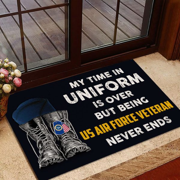 Veteran door mat - Time being Veterans never ends Air Force on Sale