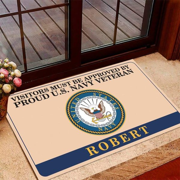 Veteran door mat with your name - Approved by proud Navy Online Hot Sale