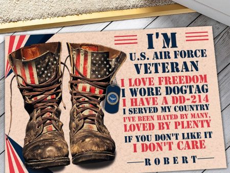 Veteran door mat with your name - I wore dogtag Air Force Online Sale