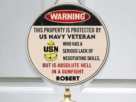 Door sign - Warning Navy on Sale