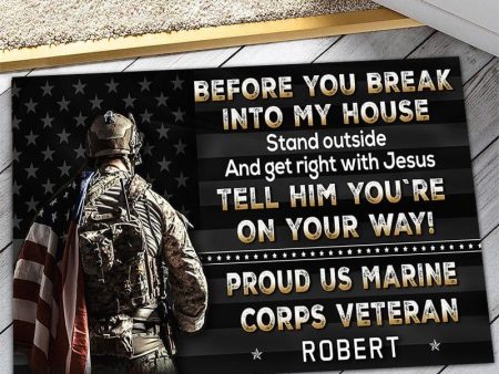 Veteran door mat with your name - Get approved Marine Corps Fashion