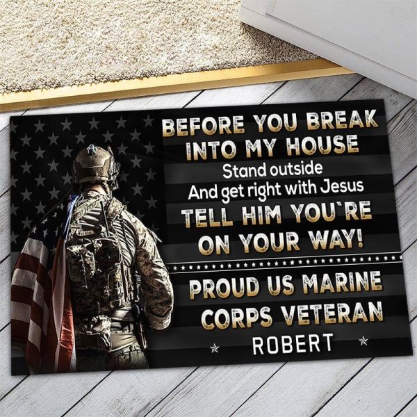 Veteran door mat with your name - Get approved Marine Corps Fashion