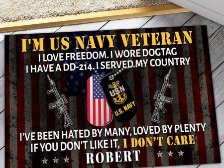 Veteran door mat with your name - I love freedom Navy Supply