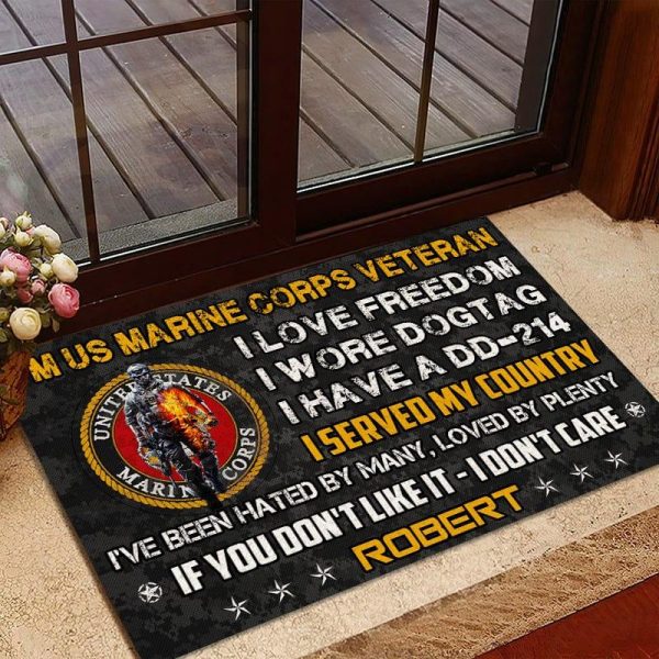 Veteran door mat with your name - Unbroken Veteran Marine Corps Online now