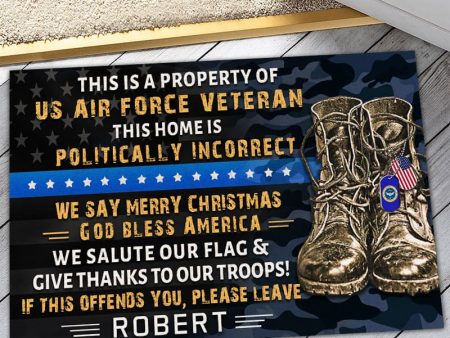 Veteran door mat with your name - Property of US Veteran Air Force For Discount