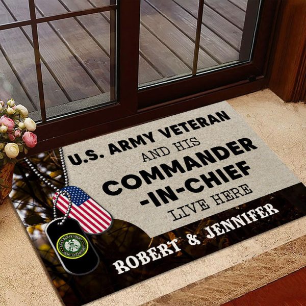 Personalized door mat with your name - For Army Veteran Online