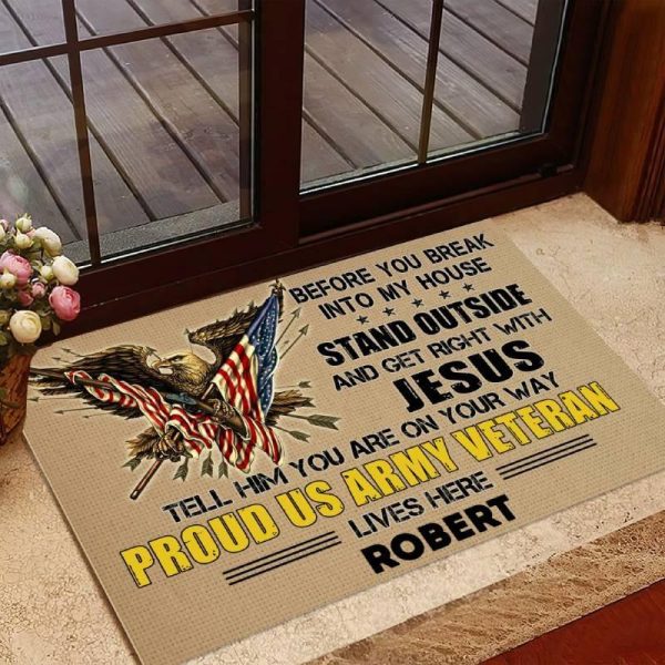 Veteran door mat with your name - Guard eagle Army on Sale