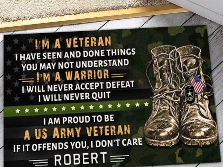 Veteran door mat with your name - I am proud Army Hot on Sale