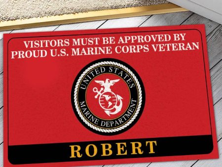 Veteran door mat with your name - Colorful symbol Marine Corps Online