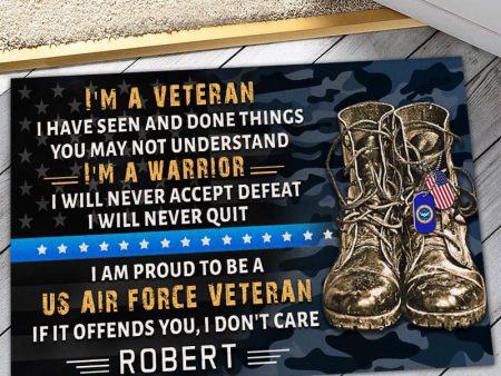 Veteran door mat with your name - I am proud Air Force Fashion