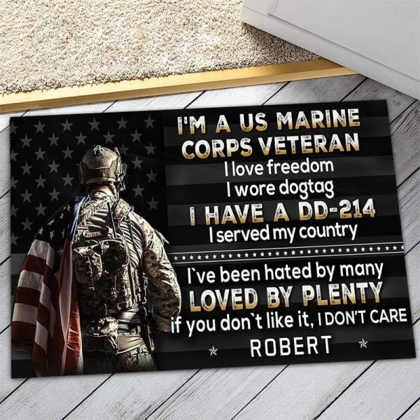 Veteran door mat with your name - Patriotic Veteran Marine Corps For Cheap