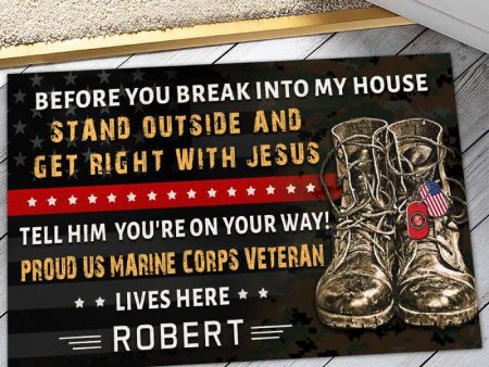 Veteran door mat with your name - I stand for the flag Marine Corps Online Sale