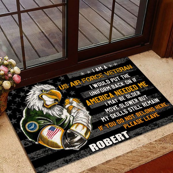 Veteran door mat with your name - Powerful eagle Air Force Discount