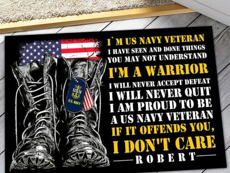 Veteran door mat with your name - I will never quit Navy Online Hot Sale