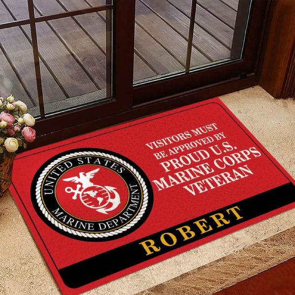 Veteran door mat with your name - Bright symbol Marine Corps Online Hot Sale