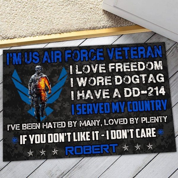 Veteran door mat with your name - Unbroken Veteran Air Force Fashion