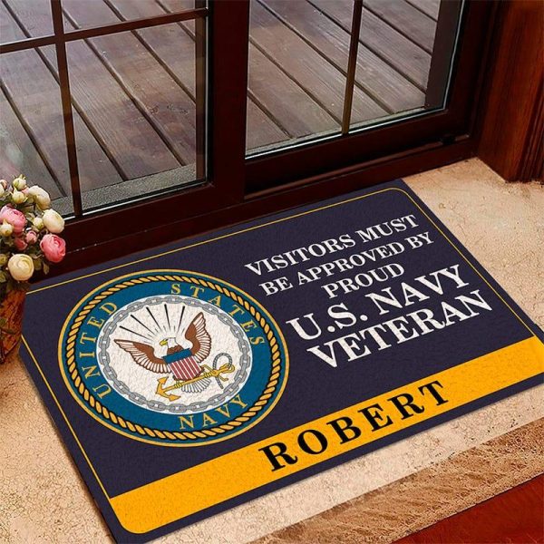 Veteran door mat with your name - Bright symbol Navy Supply