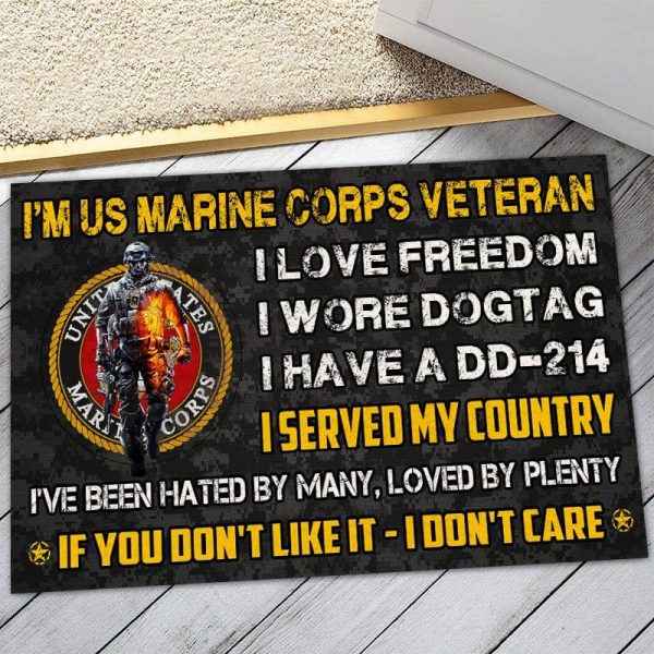 Veteran door mat with your name - Unbroken Veteran Marine Corps Online now